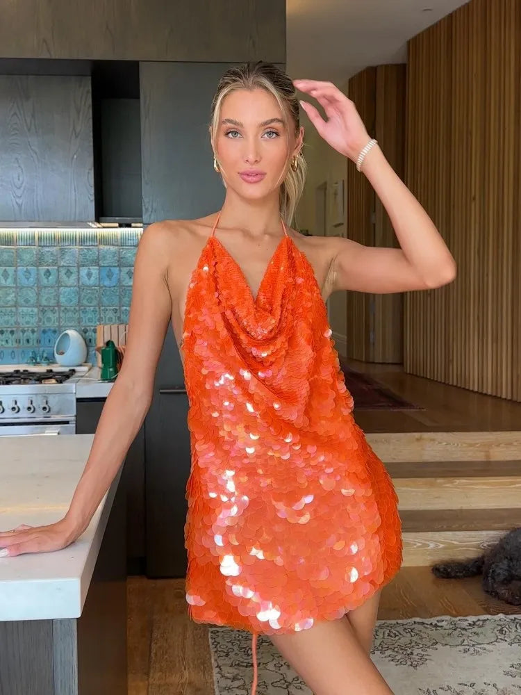 Selene | Midnight Sequin Mini Dress