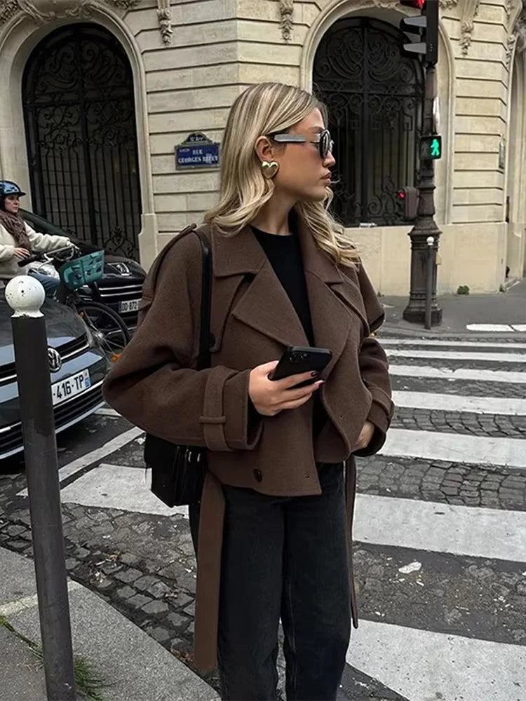 Celestine | Cropped Belted Wool Coat