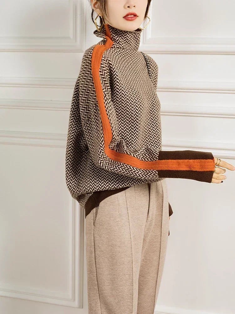 Mila | Chevron Knit Turtleneck