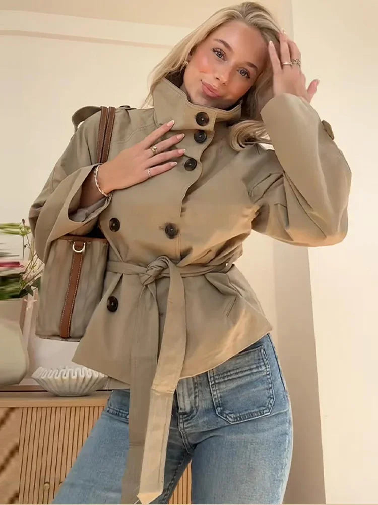 Vivienne | Stand-Collar Lace-Up Coat