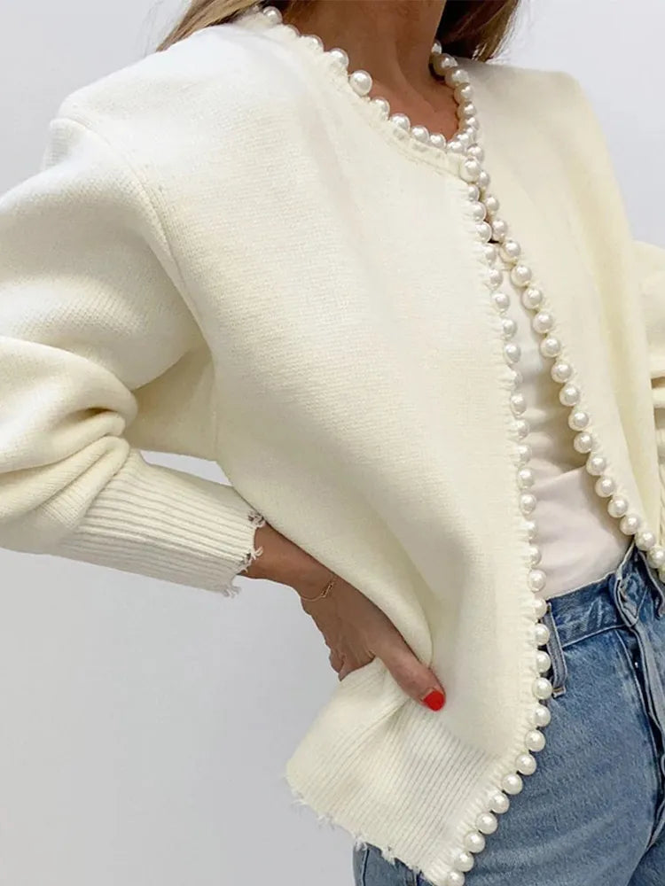 Amélie | Pearl-Trim Knit Cardigan