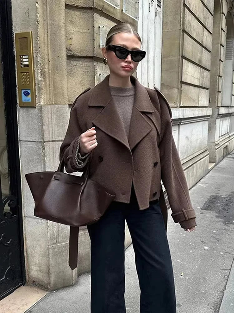 Celestine | Cropped Belted Wool Coat