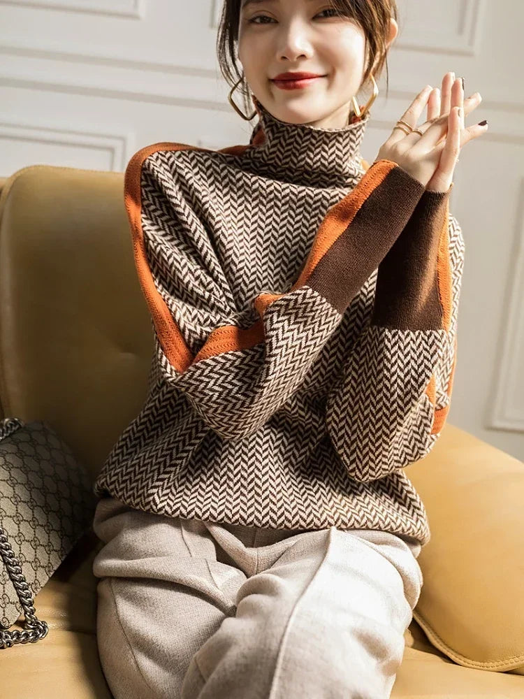 Mila | Chevron Knit Turtleneck
