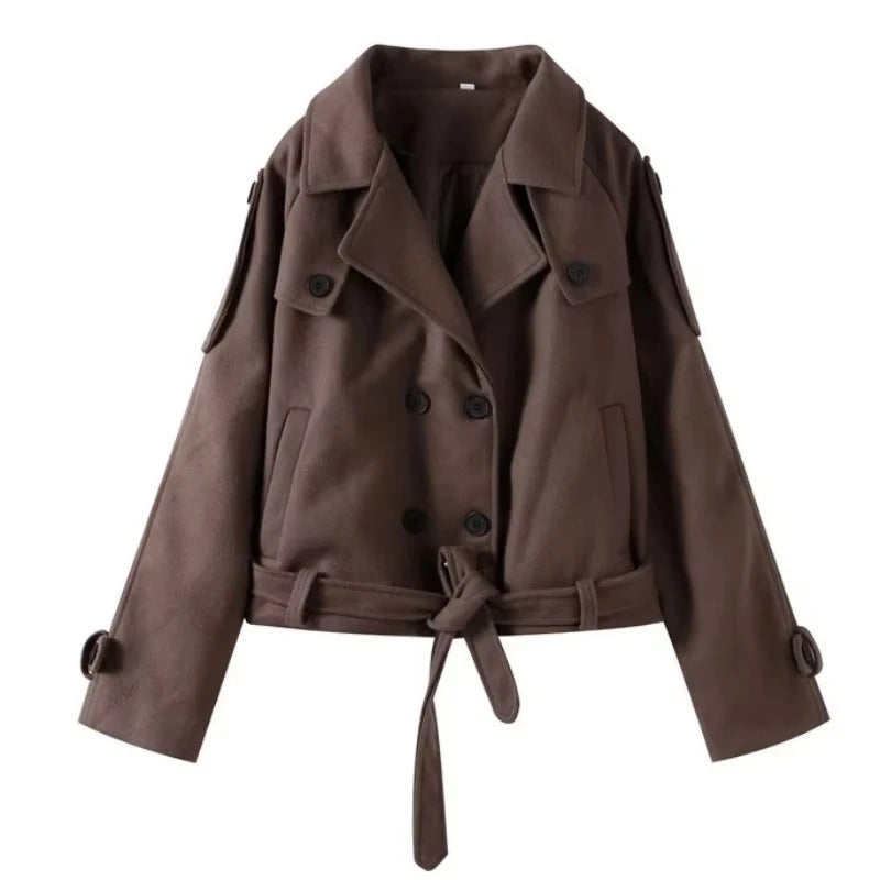 Celestine | Cropped Belted Wool Coat