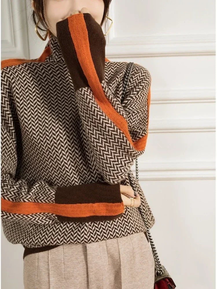 Mila | Chevron Knit Turtleneck