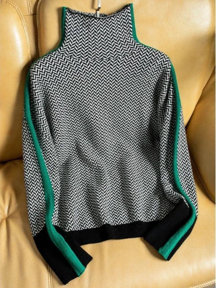Mila | Chevron Knit Turtleneck