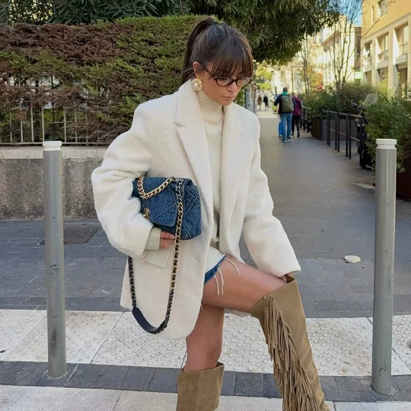 Elara | Faux Fur Blazer Coat