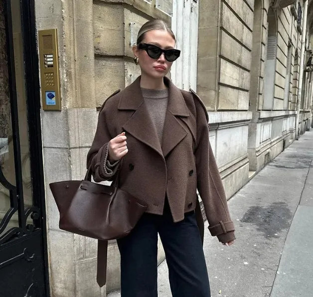 Celestine | Cropped Belted Wool Coat