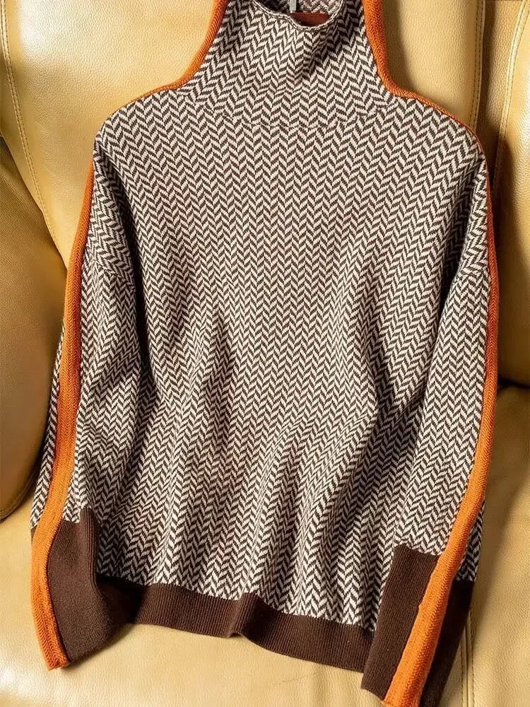 Mila | Chevron Knit Turtleneck