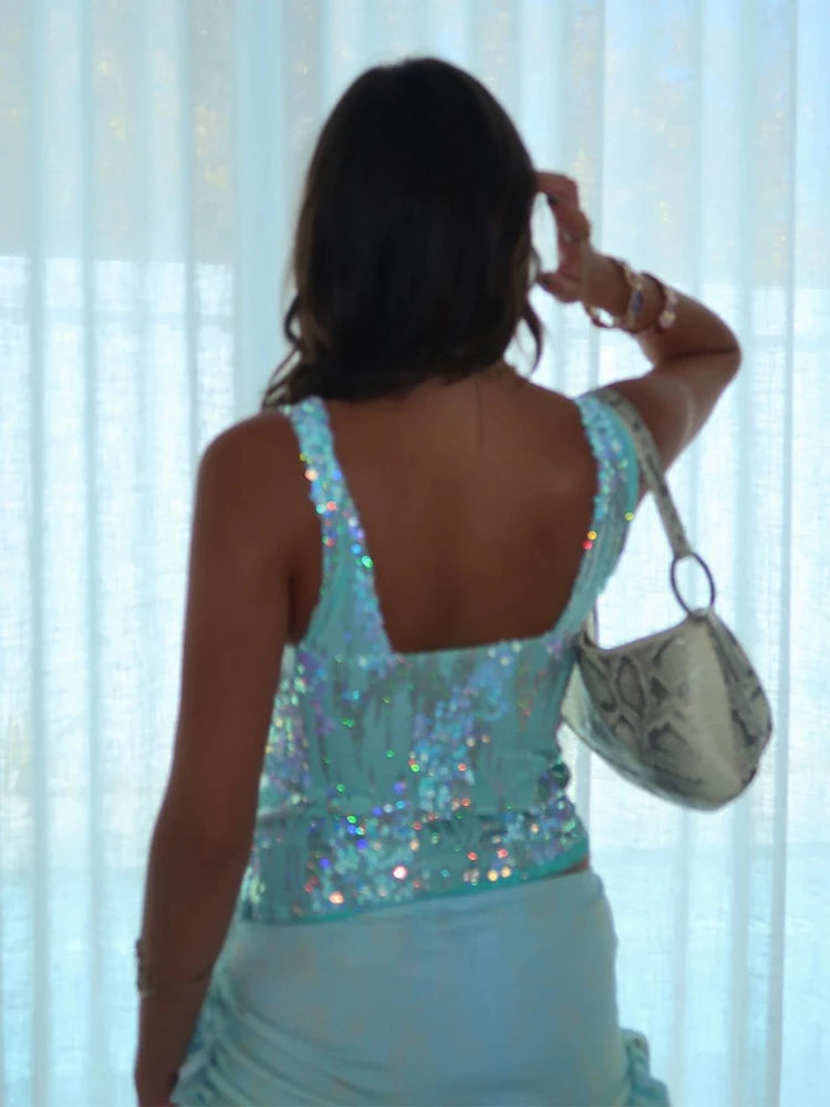 Elara | Sequin Halter Tank