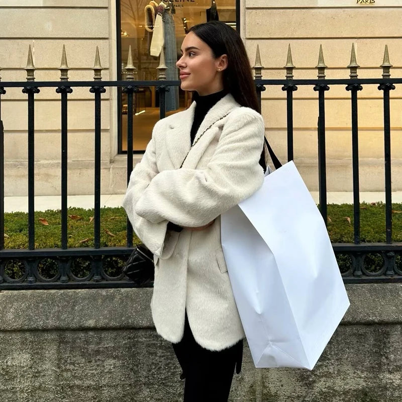Elara | Faux Fur Blazer Coat